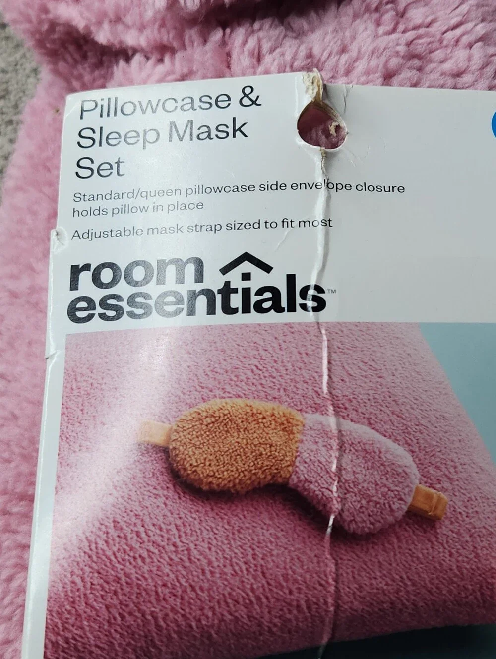 Standard Cozy Bundle Pink/Rust Pillow Case & Eye Mask - Room Essentials